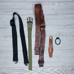 Lot of holster straps and pieces shoulder holster tooled leather and accessories